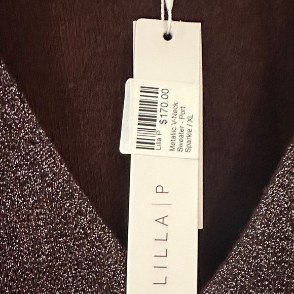 Lilla P Shimmering Plum V-Neck Top - Picture 2 of 2